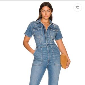 Good American Sold out Extremely Flattering Blue Denim Jumpsuit Sz M